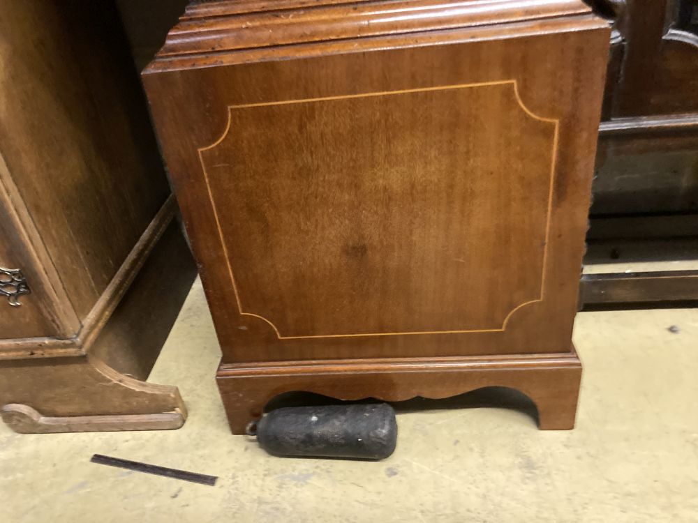 An early 19th century inlaid mahogany eight day longcase clock, height 224cm
